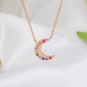 New Arrivals Colorful Stone Charming  Moon 18 K Gold Plated S925 Sterling Silver Pendant Necklace Jewelry Necklace For Women