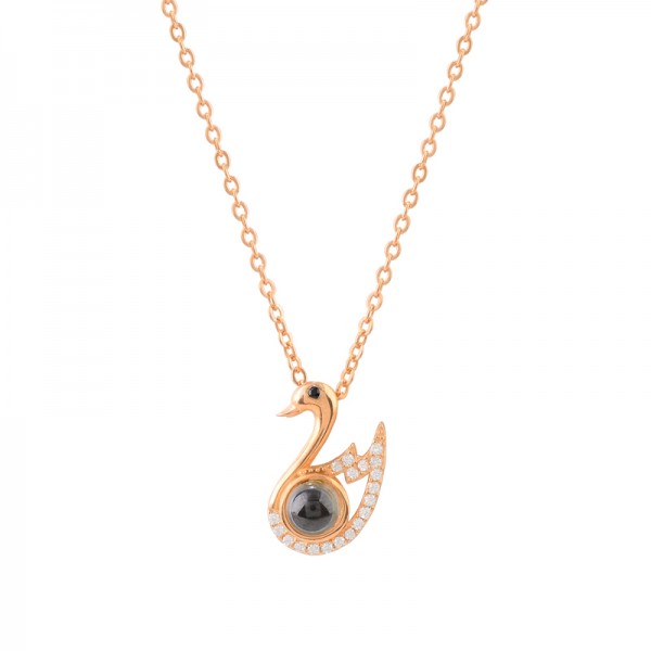New Product A Hundred Languages I Love You Projection 925 sterling silver necklace Swan Pendant Necklaces Gifts