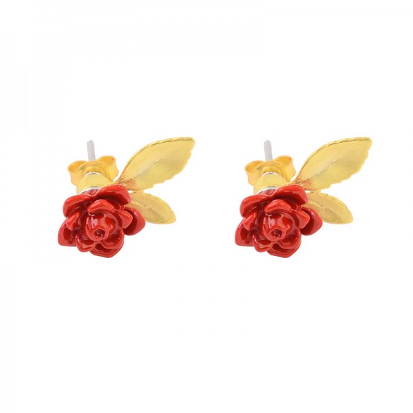 New minimalist flower leaf earrings with versatile temperament, high-end feel, earrings with light luxury and niche design S925 sterling silver for women